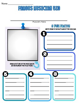 Preview of Famous Musician Biography Report Worksheet