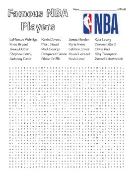 Preview of Famous NBA Players - DIFFICULT Wordsearch & Zentangles to Color w Player Quotes