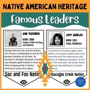 Preview of Famous Native American Leaders Pennants | Classroom Decor Indigenous Heritage