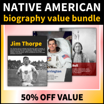 Preview of Famous Native Americans Biography Presentation, Poster, and Activity Bundle