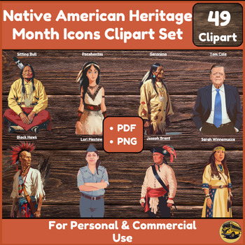 Preview of Famous Native Americans Clipart Set | Realistic NAHM Figures