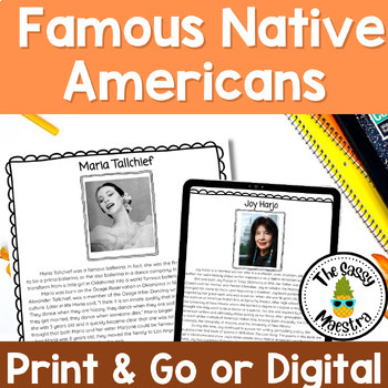 Preview of Famous Native Americans Biography Reading Comprehension Passages Print & Digital