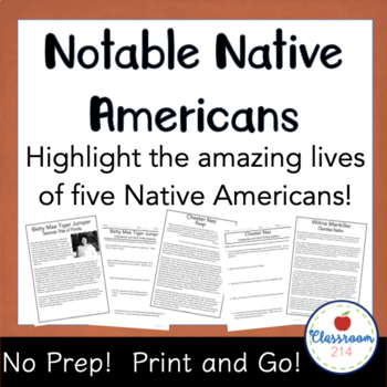 Preview of Famous Native Americans Reading Passages with Comprehension Questions