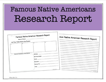 Preview of Famous Native Americans Research Report