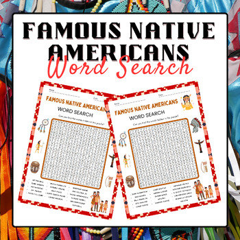 Preview of Famous Native Americans Word Search Puzzle | Native American Heritage Month
