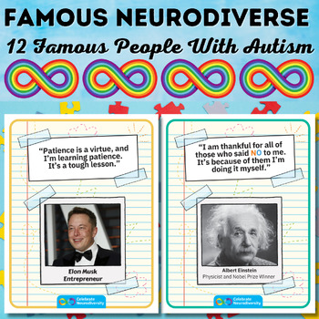 Preview of Famous Neurodiverse Posters-Autism Awareness & Acceptance Posters Bulletin Board
