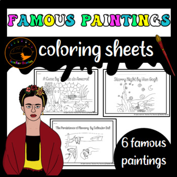Preview of Famous Paintings to Color: Van Gogh, Tarsila Amaral, Frida Kahlo, Salvador Dalí