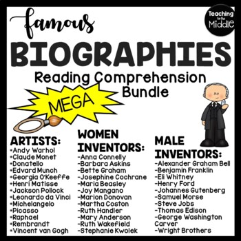 Preview of Famous People Biographies MEGA Reading Comprehension Bundle Inventors Artists