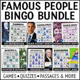 Famous People Reading Passages and Bingo Games Activities Bundle