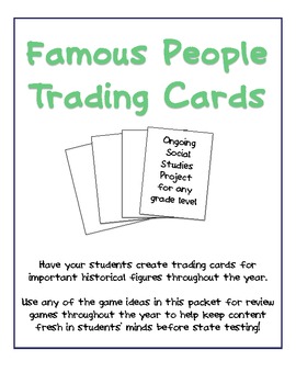 Famous people cards #1-8 choose card/s 