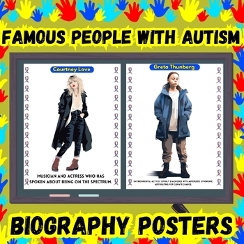Preview of Famous People With Autism Biography Posters Autism Awareness Month clipart