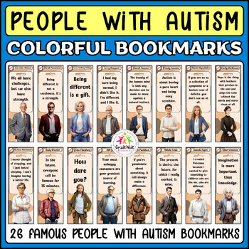 Preview of Famous People With Autism Quotes Bookmarks: Autism Awareness & Acceptance Month
