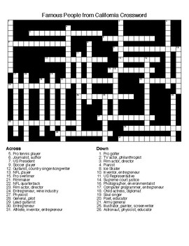 Preview of Famous People from California Crossword & Word Searches w/KEYS