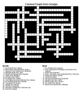Preview of Famous People from Georgia Crossword and Word Search