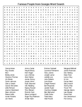 Famous People from Georgia Crossword and Word Search by Lonnie Jones Taylor