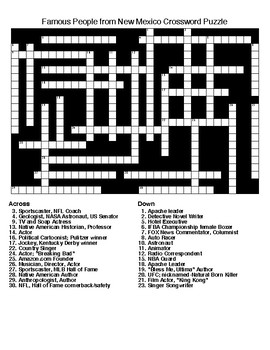 Famous People from New Mexico Crossword and Word Search by Lonnie Jones