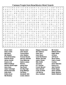 Famous People from New Mexico Crossword and Word Search by Lonnie Jones