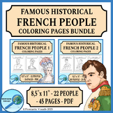 Famous People in French History Coloring Page Posters Bundle