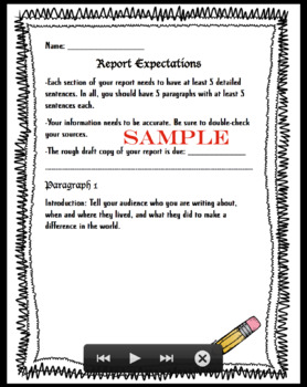 Preview of Famous Person Research Report Organizer and Rubric