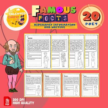 Preview of Famous Poets Biography Information and Writing Activities Worksheet