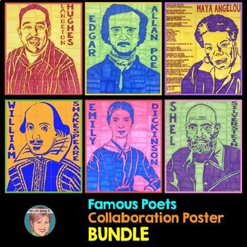 Preview of Famous Poets Collaboration Poster BUNDLE | Great for National Poetry Month