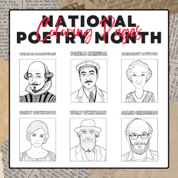 Preview of Famous Poets Coloring Pages | National Poetry Month Activities