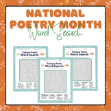 Famous Poets Word Search Puzzle | National Poetry Month Ap