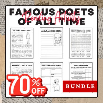 Preview of Famous Poets of All Time - Reading Activity Packs Bundle | National Poetry Month