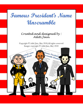 Preview of Famous President of USA-Unscramble Names