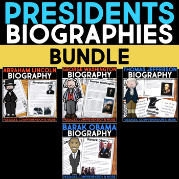 Preview of Famous Presidents Biographies - Biography Research, Reading Passages, Templates