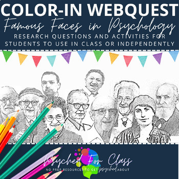 Preview of BUNDLE Famous Psychologists Color-In Webquest Psychology Worksheets