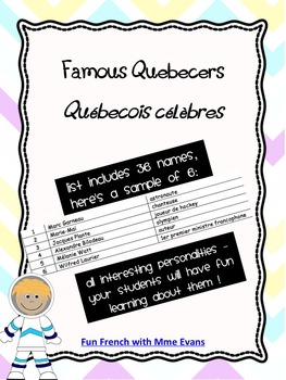 Preview of Famous Quebecers - Liste de Québecois célèbres *FRENCH*
