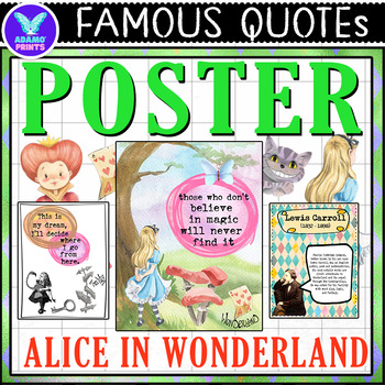 Preview of Famous Quotes - Alice In Wonderland Watercolor Inspiration Classroom Decor