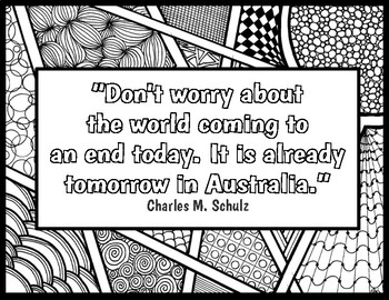 Preview of Famous Quotes about Australia on Zentangles to Color
