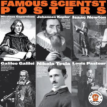 Preview of Back-To-School Science Decorations - Posters Kepler Newton Galilei Tesla Pasteur