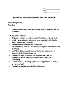 Famous Scientist Research Project By Lovelygrace Educational Store