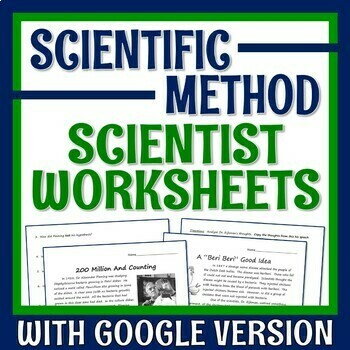 Preview of NGSS Famous Scientist Scientific Method Worksheets PRINT and GOOGLE Versions