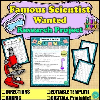 Preview of Famous Scientist Wanted Digital Project and Scientific Investigation Activity