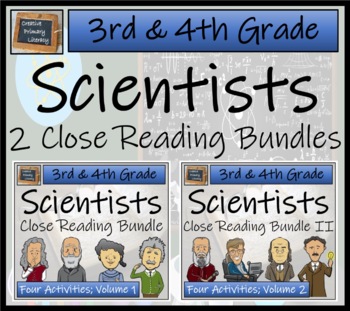 Preview of Famous Scientists 1 & 2 Close Reading Comprehension Bundles | 3rd & 4th Grade