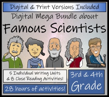 Preview of Famous Scientists Writing & Close Read Bundle Digital & Print | 3rd & 4th Grade