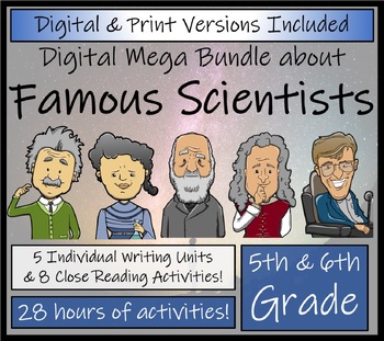 Preview of Famous Scientists Biography & Reading Bundle Digital & Print | 5th & 6th Grade