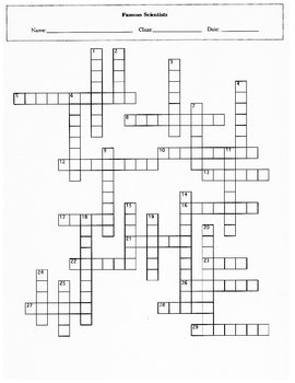 Famous Scientists Crossword Puzzle with Key by Maura Derrick Neill