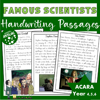 Preview of Famous Scientists - Handwriting Passages (Vic Modern Cursive)