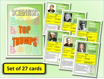 Preview of Famous Scientists Top Trumps Card Game set of 27 PDF Science Lessons