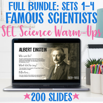 Preview of Famous Scientists and Inventors Warm-ups (Bellringers) SEL FULL YEAR Bundle 3