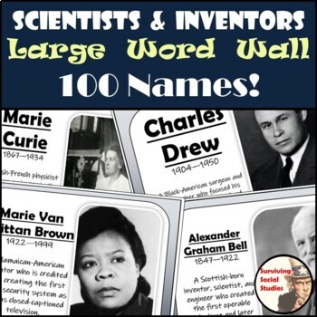Preview of Famous Scientists and Inventors Word Wall - Science or History Bulletin Board
