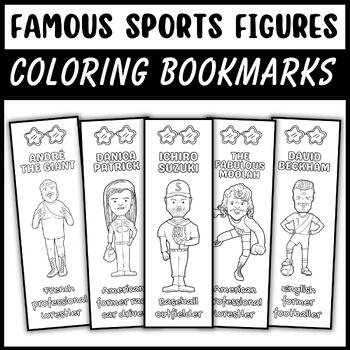 Preview of Famous Sports Figures Coloring Bookmarks - National Sports Day Set