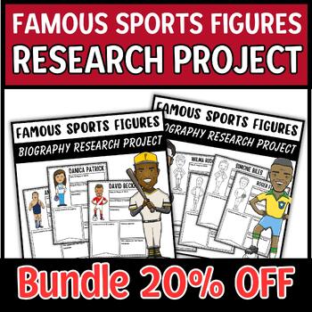 Preview of Famous Sports Figures Biography Research Project Template Bundle 20% OFF