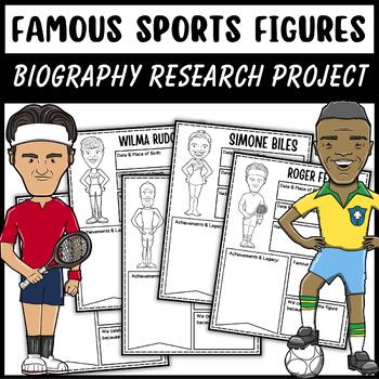 Preview of Famous Sports Figures and Athletes Biography Research Project (B&W) - Sports Day