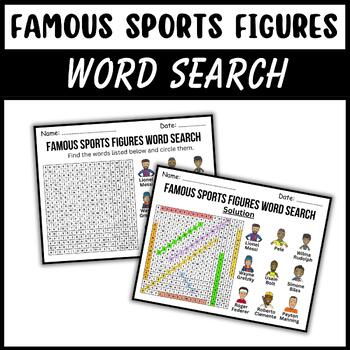 Preview of Famous Sports Icons Word Search Puzzle - National Sports Day Worksheets